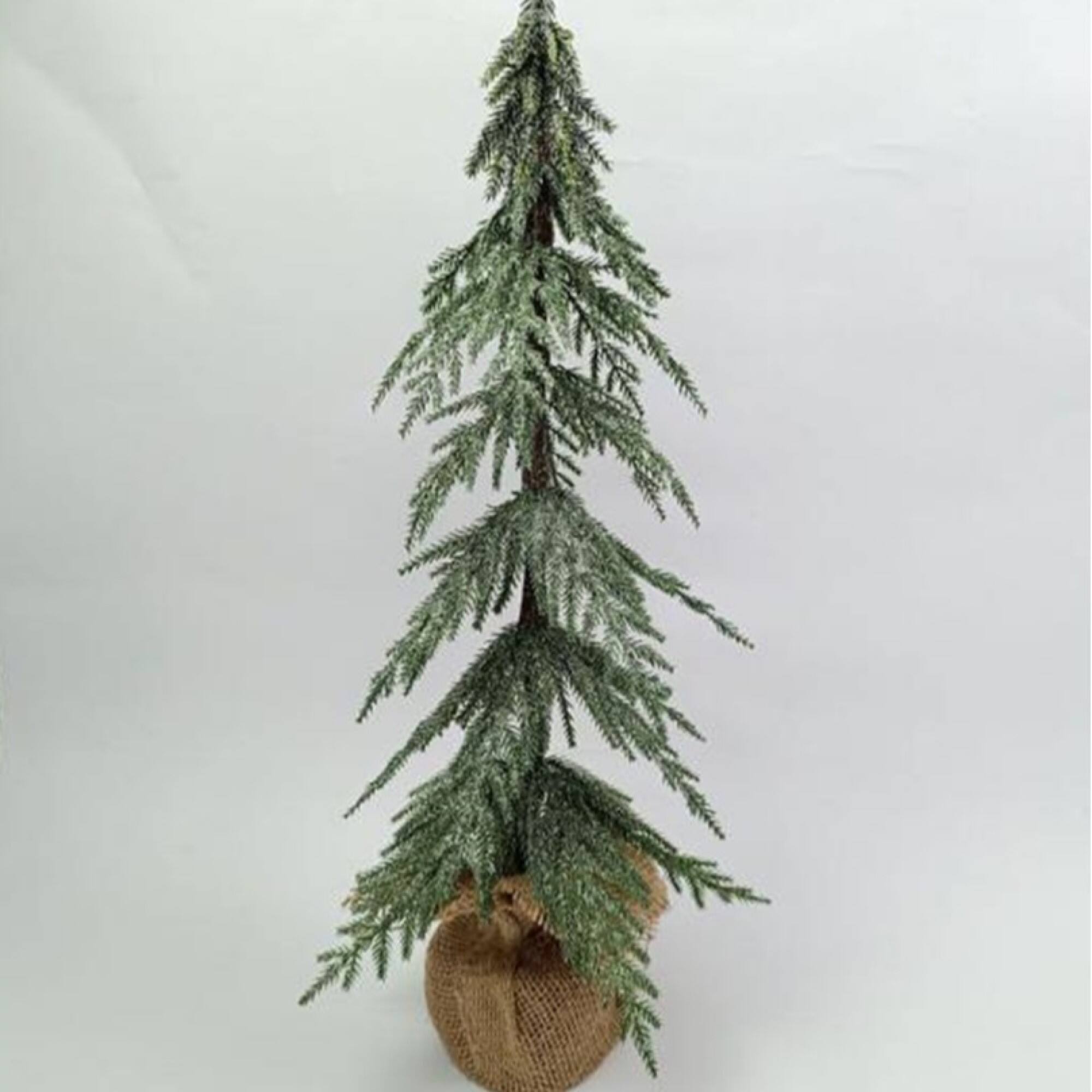 24" Unlit Mini Icy Pine Christmas Tree in Burlap Base